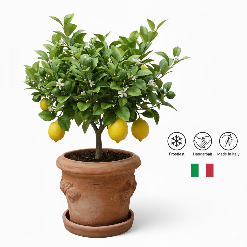 Terrakotta Blumenkübel Limoni Toscana 30 mit Teller