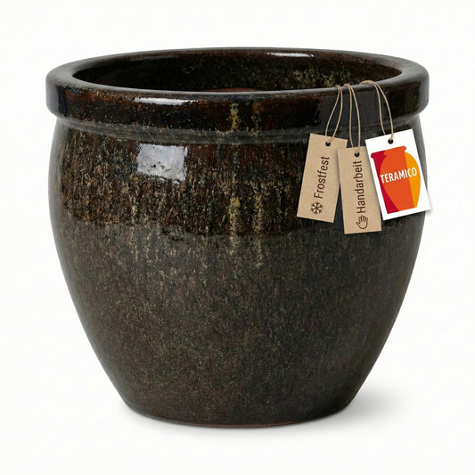 Teramico Pflanzkübel Bavaria Tall aus Keramik in Braun – handgefertigter, absolut frostfester Blumentopf für den Außenbereich
