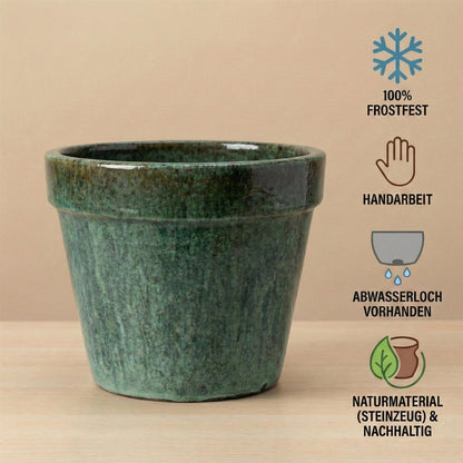 Pflanzgefäß "Round Plain" Moosgrün – Ø 18 bis 47 cm – Frostfestes Steinzeug