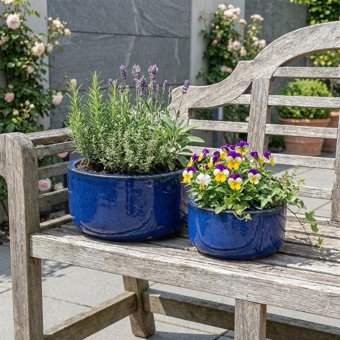 Pflanzschale "Amsterdam" Royal Blau – Ø 21 bis 38 cm – Glasiertes Steinzeug