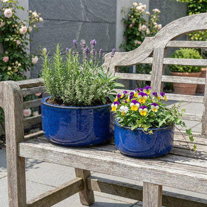Pflanzschale "Amsterdam" Royal Blau – Ø 21 bis 38 cm – Glasiertes Steinzeug