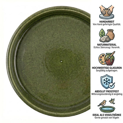 Teramico Pflanzenteller – Glasiertes Steinzeug, Moos Grün (25–45 cm)
