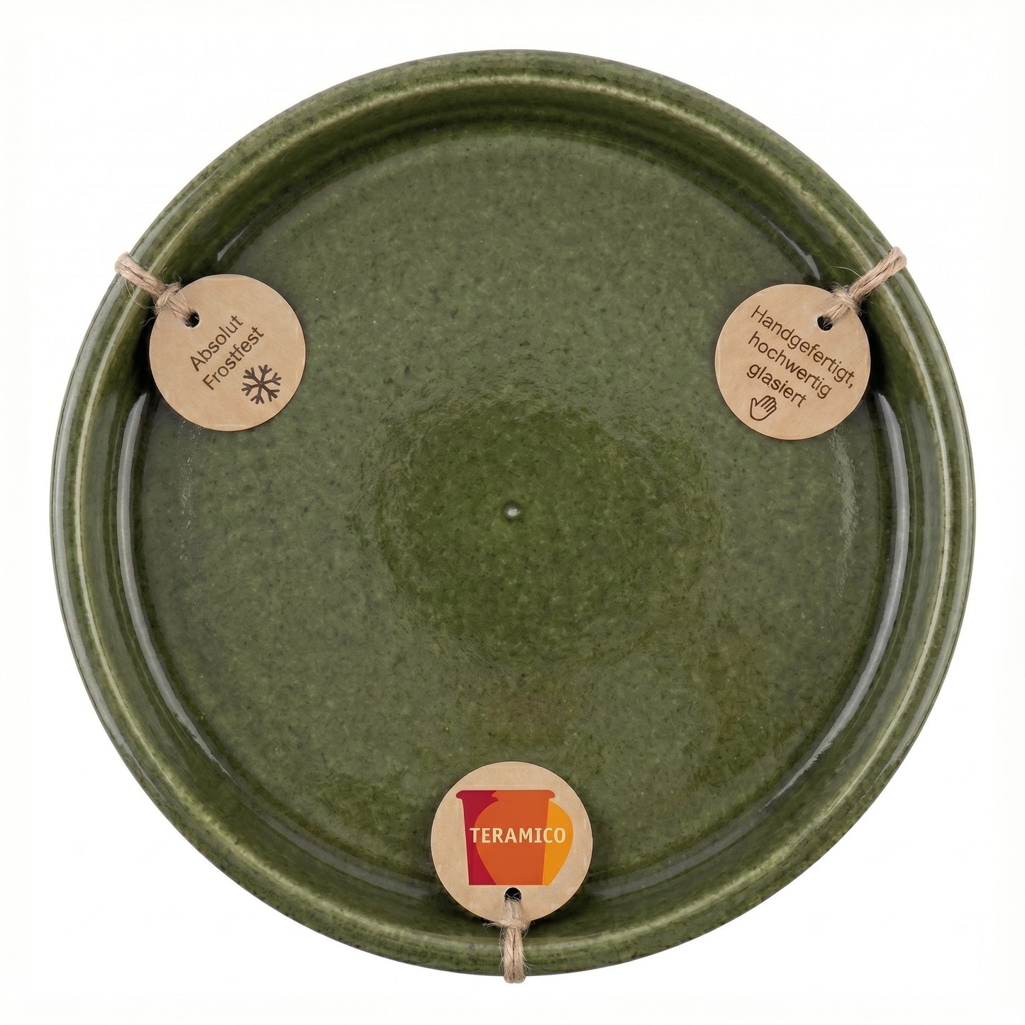 Teramico Pflanzenteller – Glasiertes Steinzeug, Moos Grün (25–45 cm)