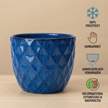 keramik blumentopf blau glaisert eigenschaften