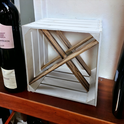 Weinregal Holz Weinkiste 40x30x40cm "16"er Weiß
