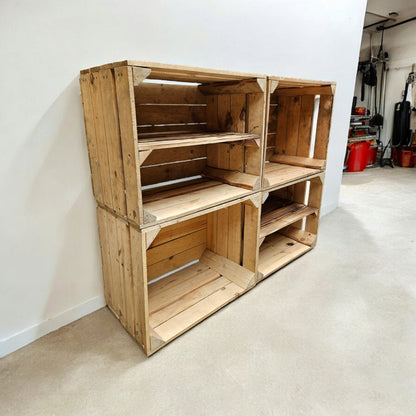 Holzkisten 4er Set 50 x 40 x 30cm mit Regal Lang Vintage Natur