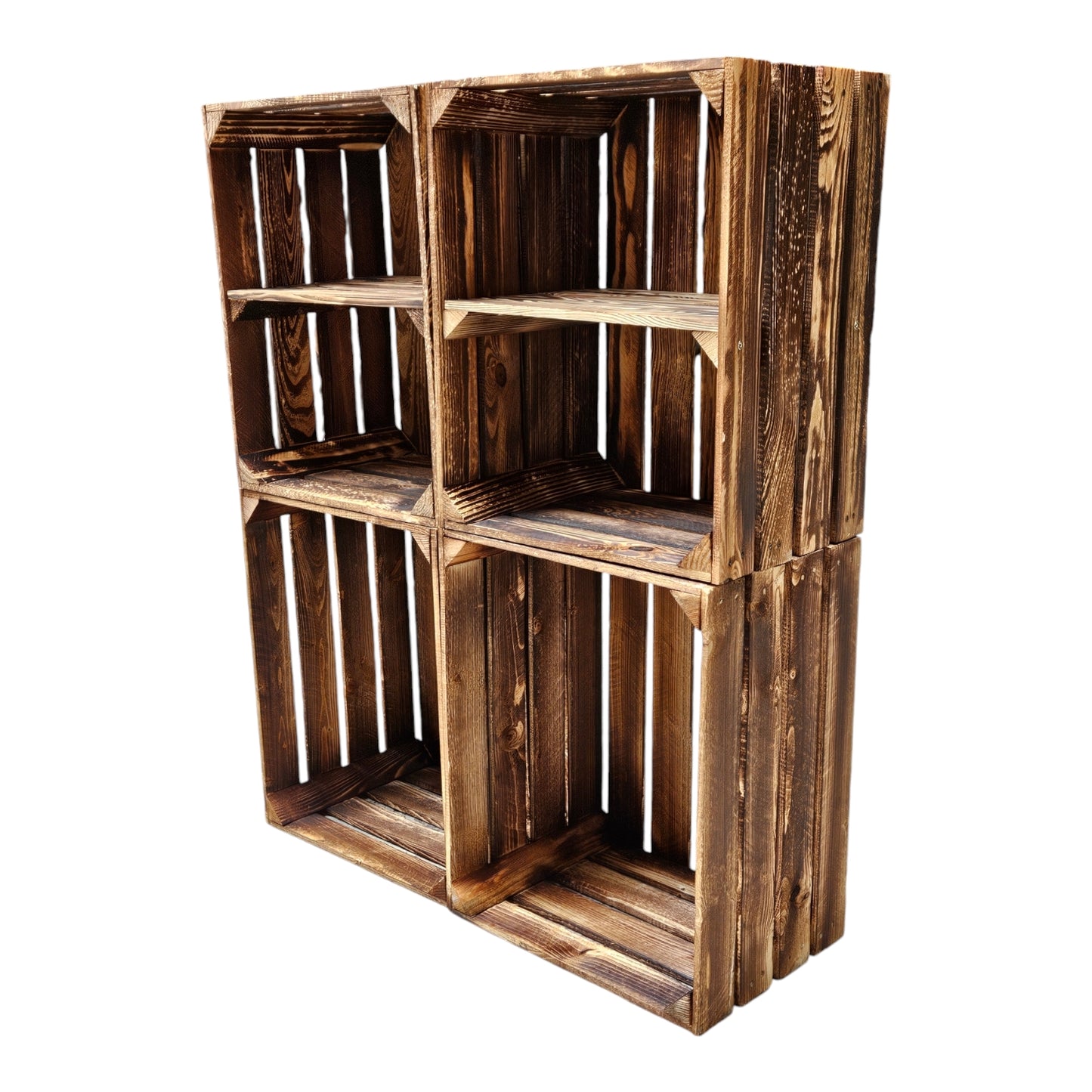 Holzkisten 4er Set Geflammt 50 x 40 x 30cm Regal
