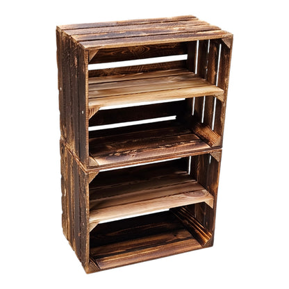 Holzkisten mit Regalfach Lang 50 x 40 x 30cm Geflammt Vintage