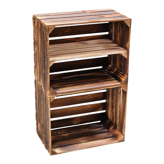 Holzkisten 2er Set dunkel 50 x 40 x 30cm Ablage Lang