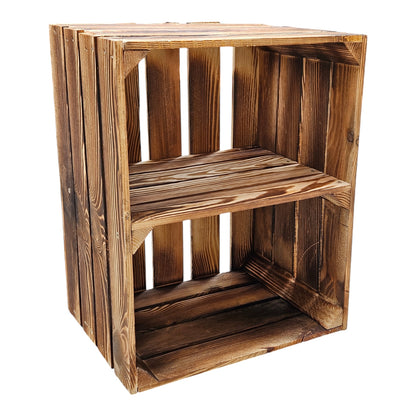 Holzkisten 3er Set 50 x 40 x 30cm Ablage Lang Geflammt