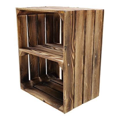 Holzkiste 2er Set Geflammt Ablage kurz 50 x 40 x 30cm Regalkisten