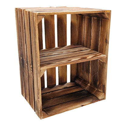 Holzkiste 2er Set Geflammt Ablage kurz 50 x 40 x 30cm Regalkisten