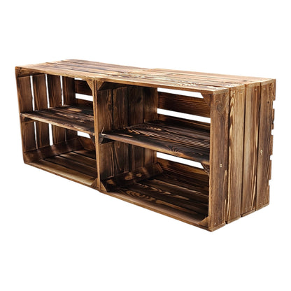 Holzkiste Kistenregal 50x40x30cm Boden Längs Geflammt 2er SET