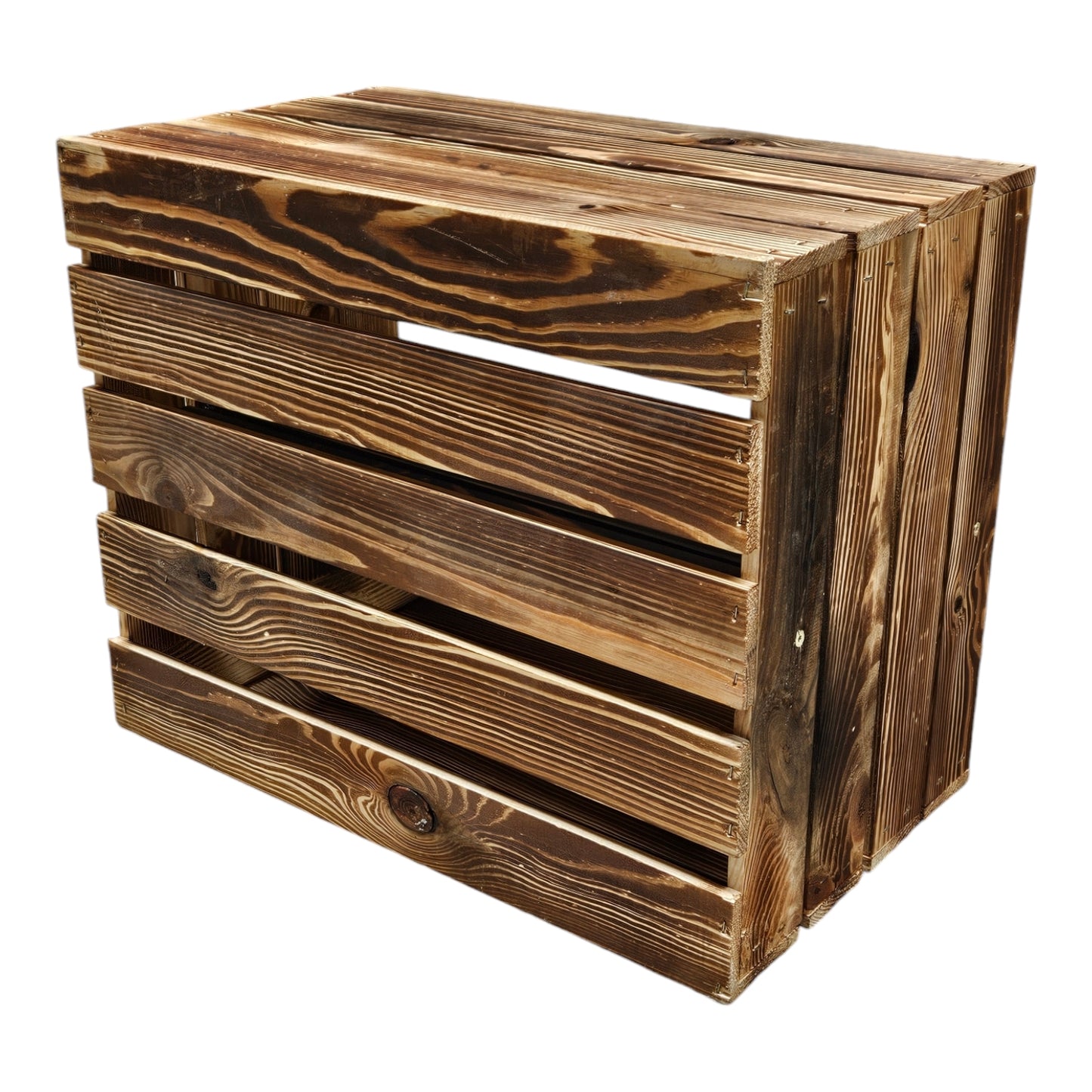 Holzkiste Kistenregal 50x40x30cm Boden Längs Geflammt 2er SET
