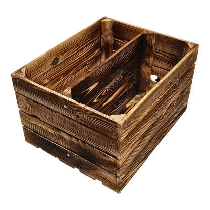 Holzkiste Kistenregal 50x40x30cm Boden Längs Geflammt 2er SET
