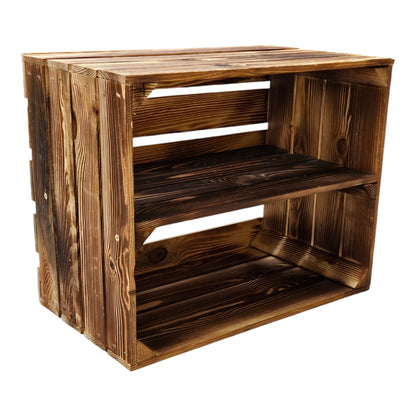 Holzkisten 3er Set 50 x 40 x 30cm Ablage Lang Geflammt