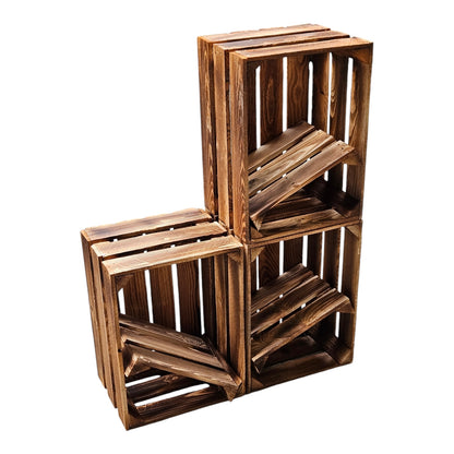 Caisses en bois flammé 50 x 40 x 30 cm avec étagères DIY 