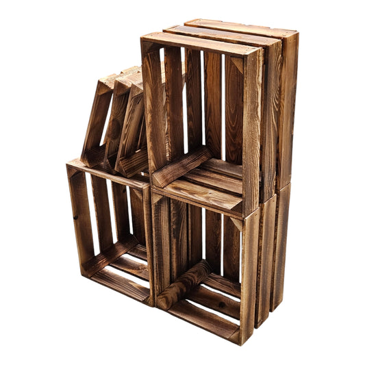 Caisses en bois flammé 50 x 40 x 30 cm avec étagères DIY 