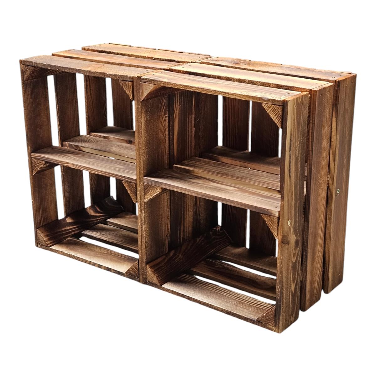 2 x Holzkisten Obstkisten 40x30x25cm mit Ablage Kurz