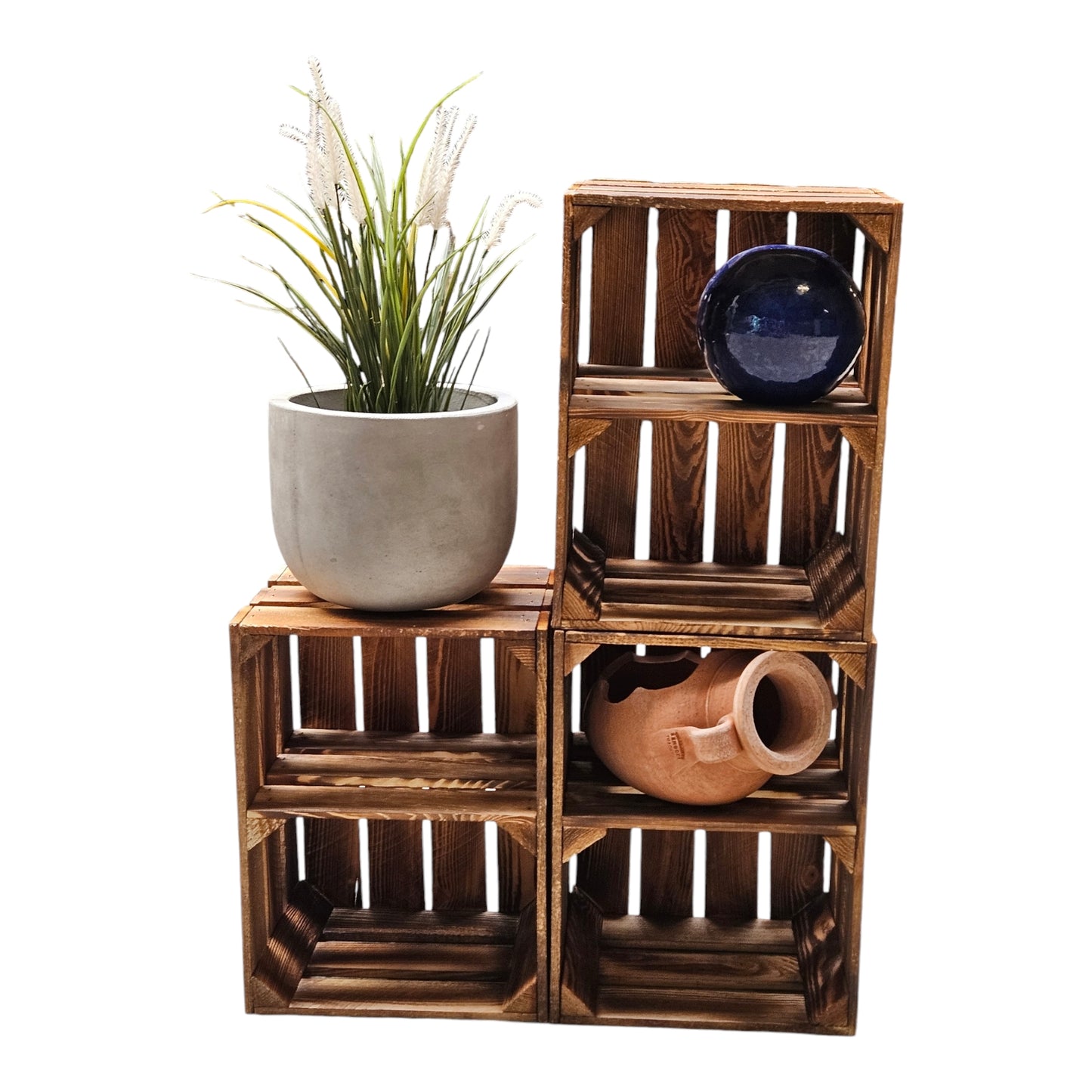 Caisses en bois flammé 50 x 40 x 30 cm avec étagères DIY 