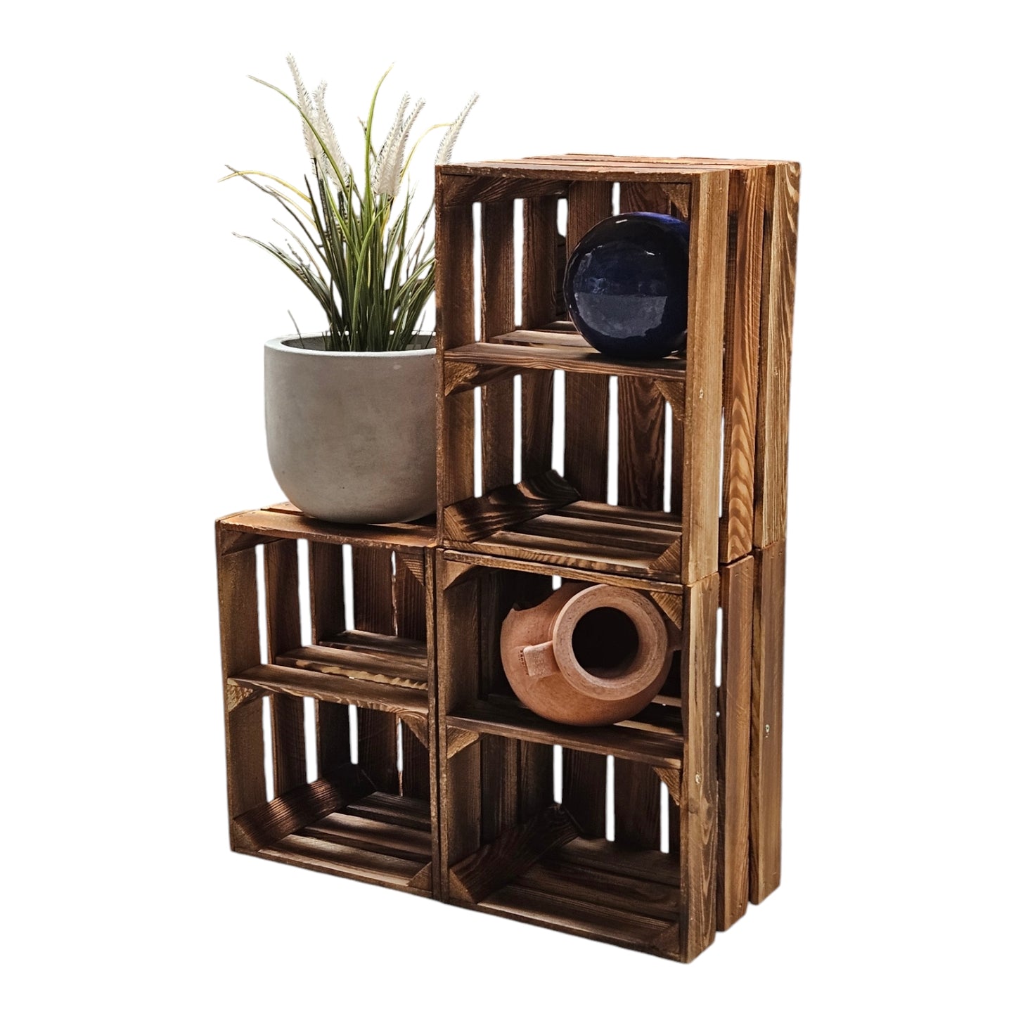 Caisses en bois flammé 50 x 40 x 30 cm avec étagères DIY 