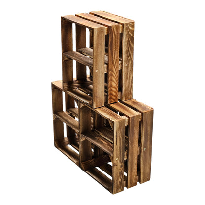 Holzkiste Obstkiste Regal 40x30x25cm Geflammt Boden Kurz