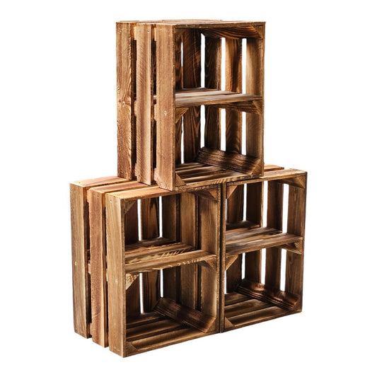 2 x Holzkisten Obstkisten 40x30x25cm mit Ablage Kurz