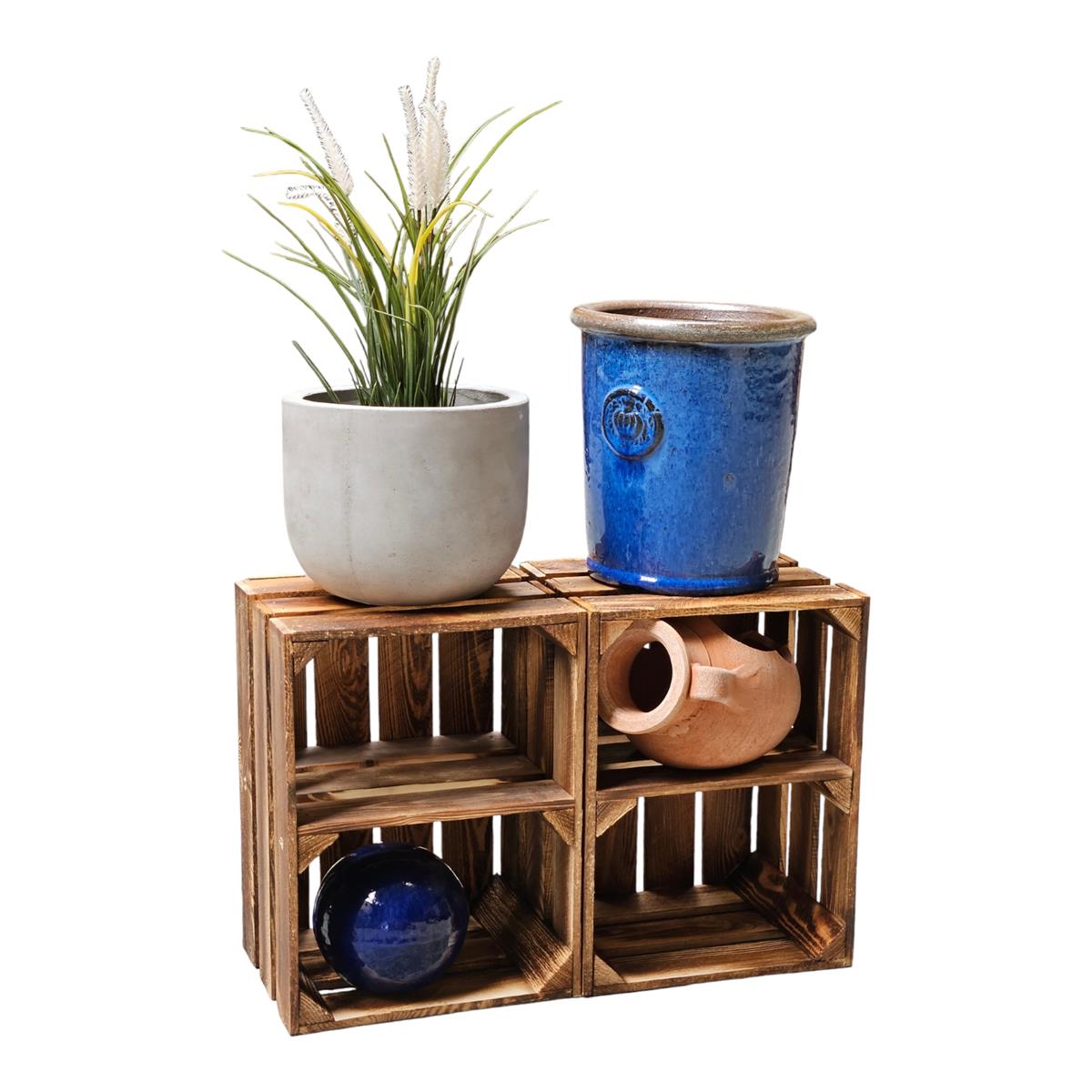 Holzkisten Regalkisten 40 x 30 x 25cm geflammt 3er Set – Teramico