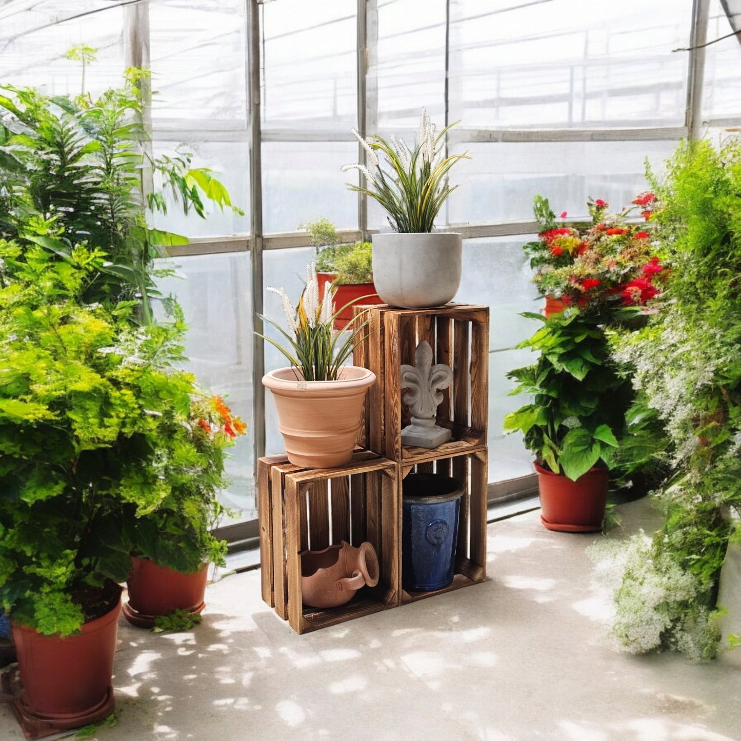 Holzkiste Dekokiste Box 40 x 30 x 25 cm 2er SET Geflammt