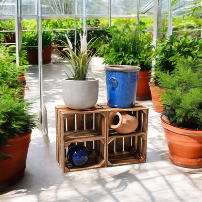 Holzkiste Obstkiste Regal 40x30x25cm Geflammt Boden Kurz