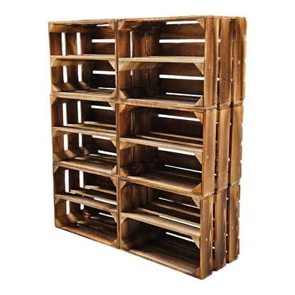 6er Set Holzkiste 40x30x25cm Geflammt Ablage
