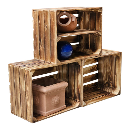 Obstkisten 3er Set 50 x 40 x 30cm Ablage Lang Geflammt