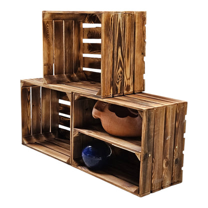 Obstkisten 3er Set 50 x 40 x 30cm Ablage Lang Geflammt