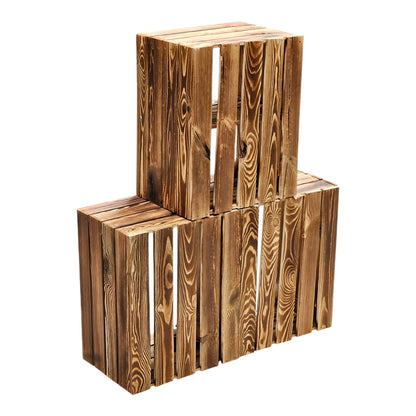 Holzkiste 2er Set Geflammt Ablage kurz 50 x 40 x 30cm Regalkisten