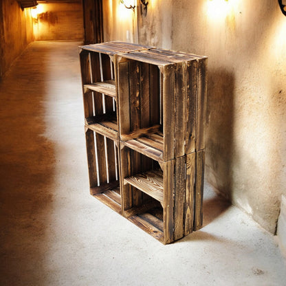Holzkisten 4er Set Geflammt 50 x 40 x 30cm Regal