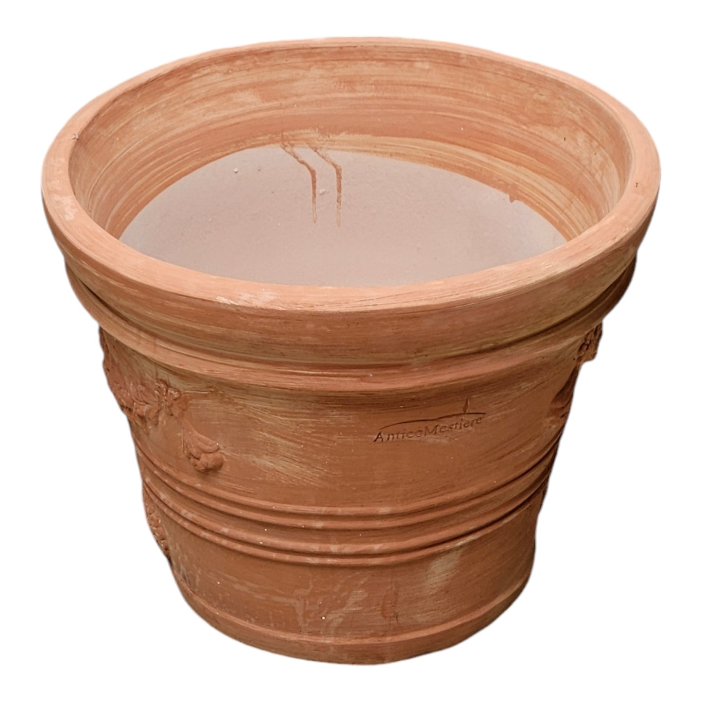 Terrakotta Blumentopf mit Girlanden Ø 41 cm – Groß, Frostfest & Handgefertigt in Italien