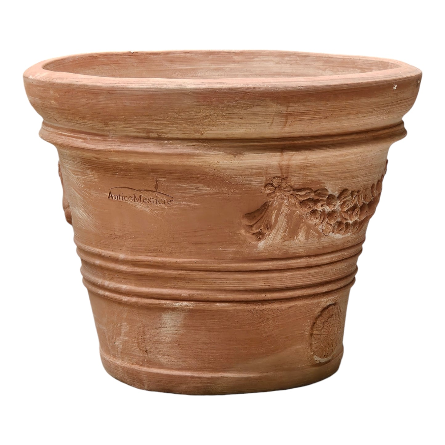 Terrakotta Blumentopf mit Girlanden Ø 41 cm – Groß, Frostfest & Handgefertigt in Italien