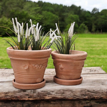 Runder Terrakotta Topf mit Girlande Ø 31cm – Frostfest & Handgefertigt aus Italien