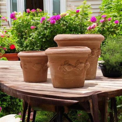 Terrakotta Blumentopf mit Zitronen-Dekor Ø 25,7 cm – Handgefertigt & Frostfest aus Italien