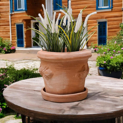 Terrakotta Blumentopf mit Zitronen-Dekor Ø 25,7 cm – Handgefertigt & Frostfest aus Italien