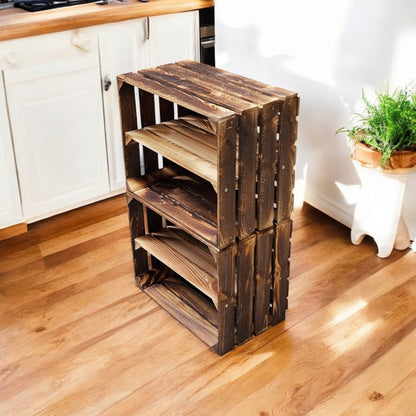 Holzkisten mit Regalfach Lang 50 x 40 x 30cm Geflammt Vintage