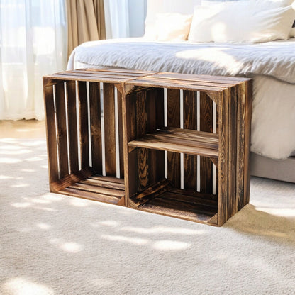 Holzkisten 4er Set Geflammt 50 x 40 x 30cm Regal