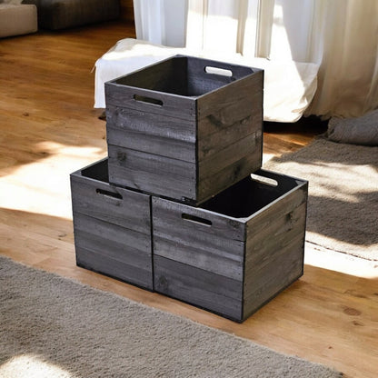 Holzkiste Obstkiste "Kallax" 32,5x38x32,5cm Schwarz 3er SET