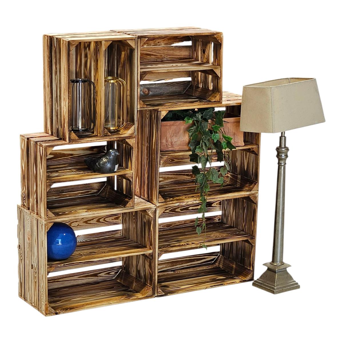 Obstkisten Holzkisten Regal 50 x 40 x 30cm und 40x30x25 6er SET Längs