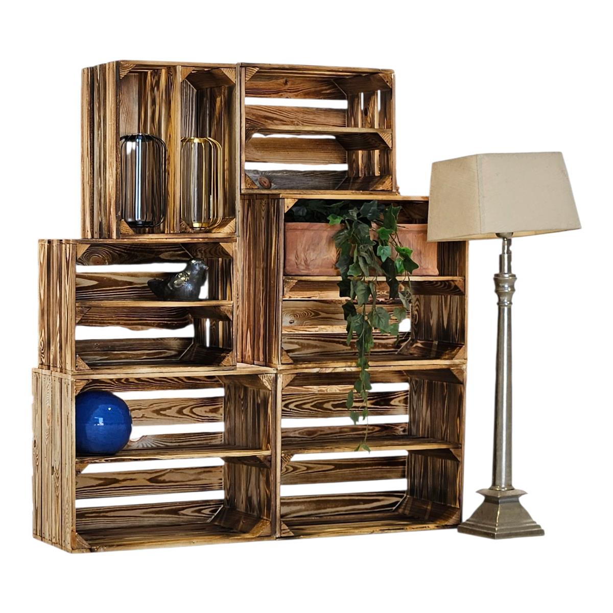 Obstkisten Holzkisten Regal 50 x 40 x 30cm und 40x30x25 6er SET Längs