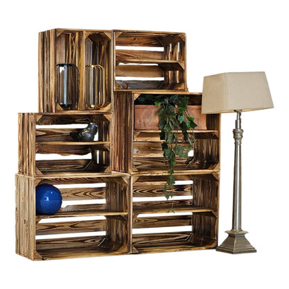 Obstkisten Holzkisten Regal 50 x 40 x 30cm und 40x30x25 6er SET Längs