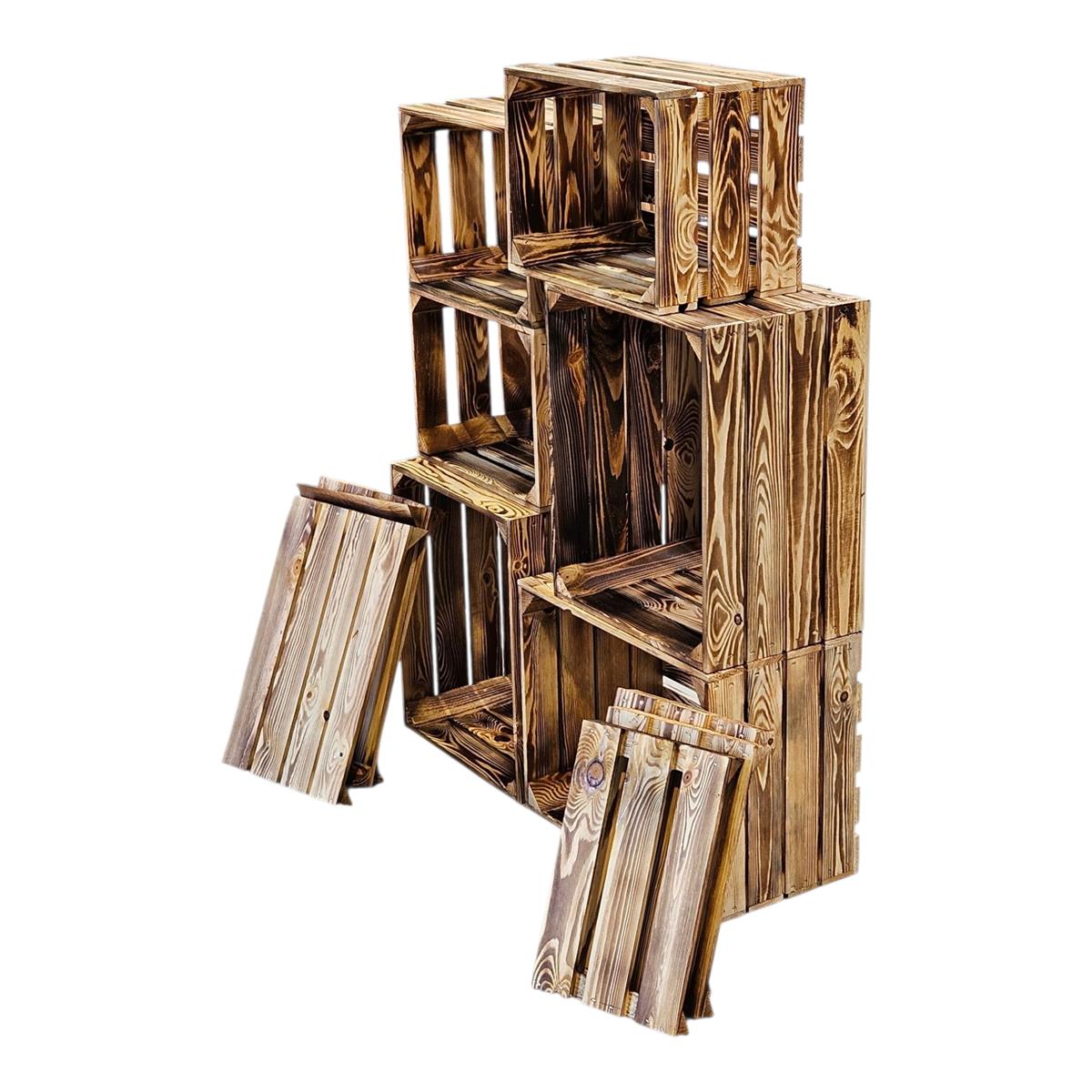 Obstkisten Holzkisten Regal 50 x 40 x 30cm und 40x30x25 6er SET Längs