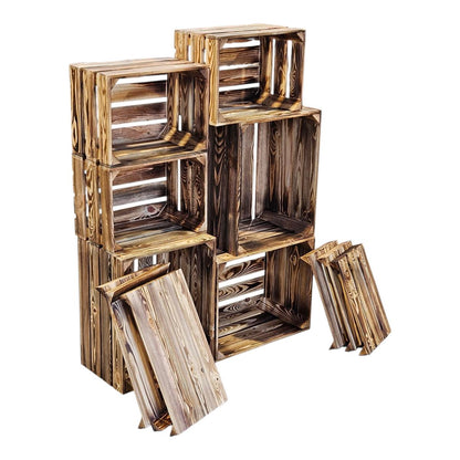 Obstkisten Holzkisten Regal 50 x 40 x 30cm und 40x30x25 6er SET Längs