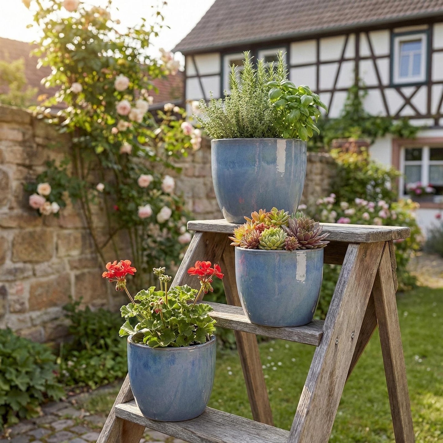 Keramik Pflanzgefäß "Eggpot" Antik Grau – Wählbare Größen (21-48cm)