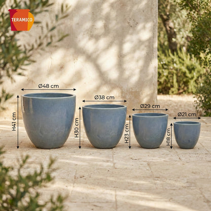 Keramik Pflanzgefäß "Eggpot" Antik Grau – Wählbare Größen (21-48cm)